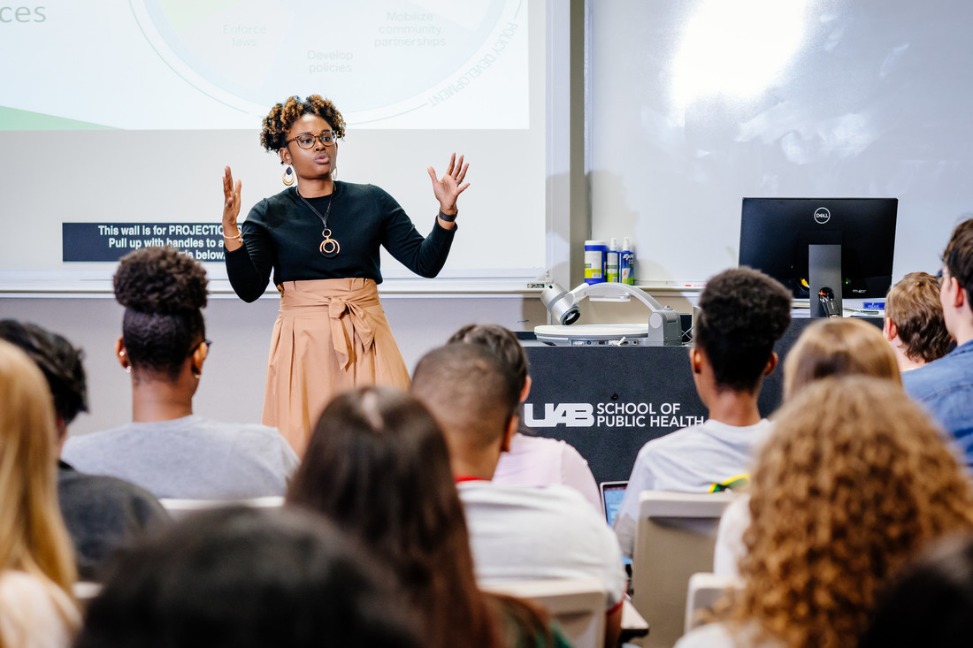 Teacher in a Public Health Classroom